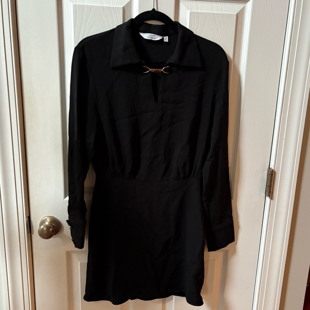 & OTHER STORIES Straight Gold Buckle Mini Dress Small EUR 36 Black LBD Classic